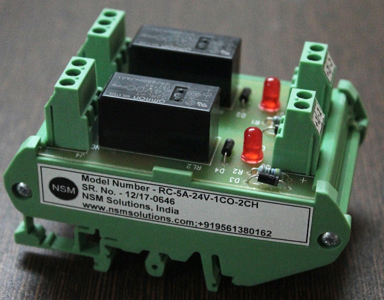 0704230012 ; NSM ; RC-5A-24V-1CO-2CH-A ; Relay Module, 24V, 1CO, 2 channel, Din rail mount