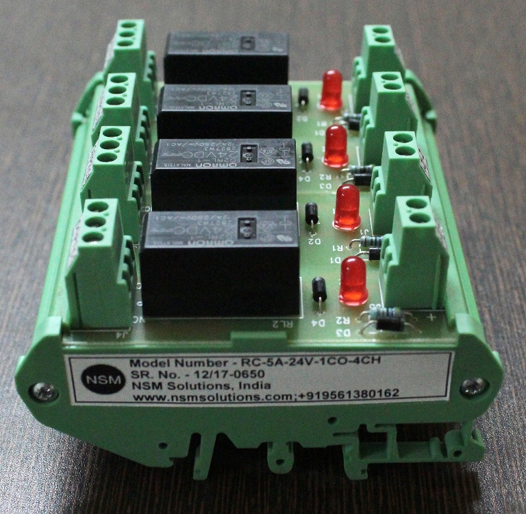 0704230013 ; NSM ; RC-5A-24V-1CO-4CH-A ; Relay Module, 24V, 1CO, 4 channel, Din rail mount